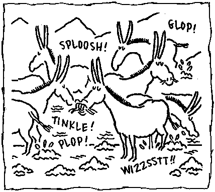 Cartoon of mules pooping